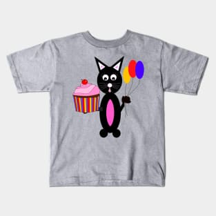BLACK Cat Cupcake Party Kids T-Shirt